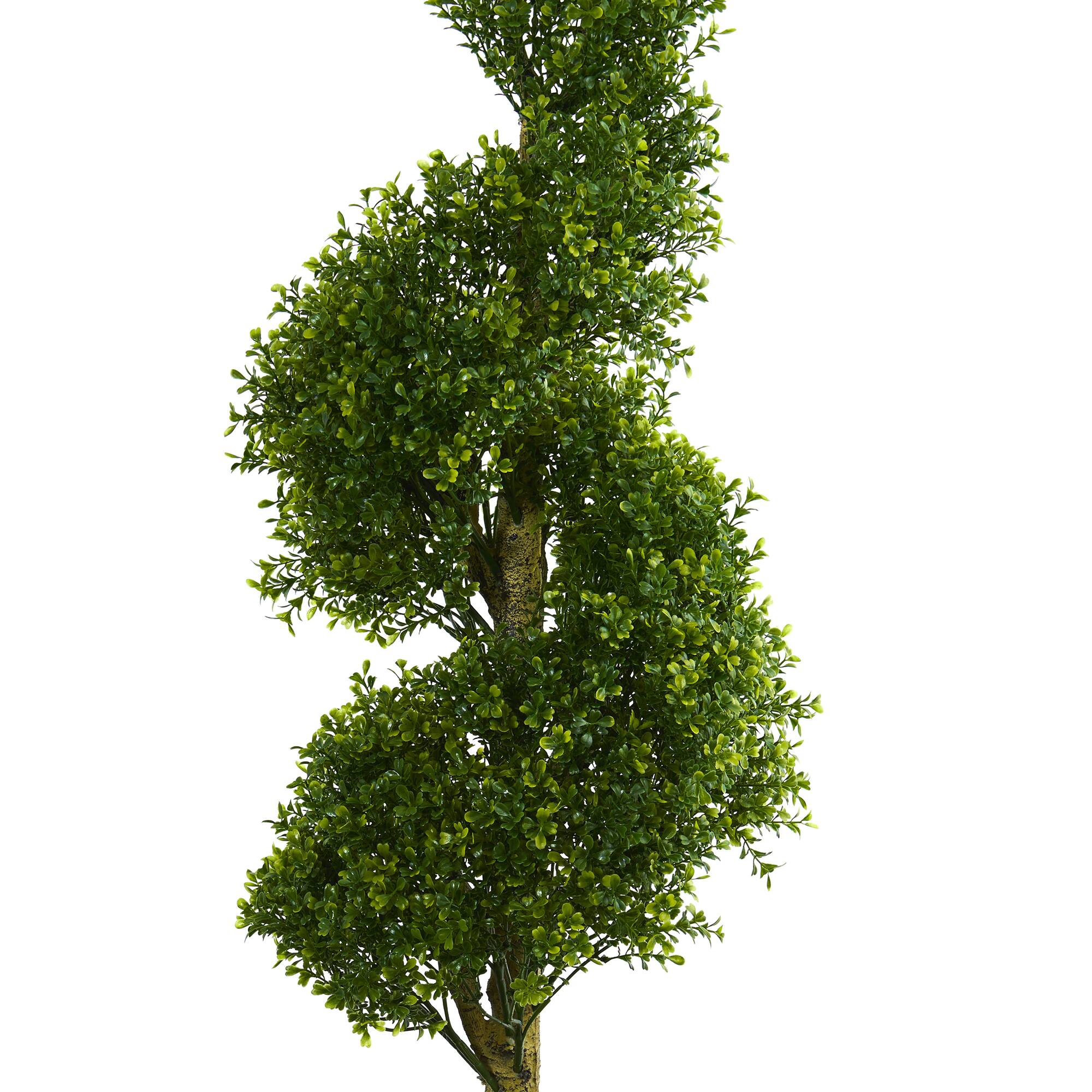 5ft. UV Resistant Boxwood Spiral Topiary Artificial Tree in Slate Planter